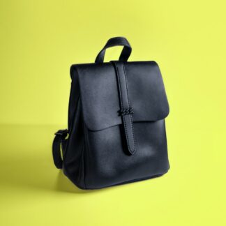 Black Flap Leather Backpack
