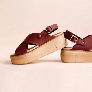 Burgundy Platform Sandals