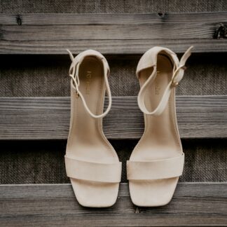 Cream Block Heel Sandals