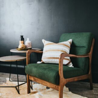 Green Velvet Walnut Armchair