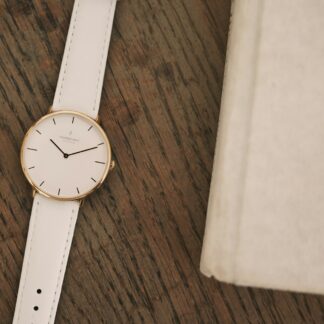 Rose Gold White Leather Watch