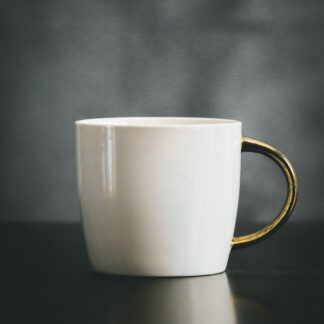 White Mug with Gold Handle