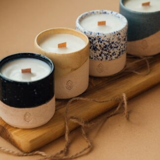 Wooden Wick Candles, Set of 3